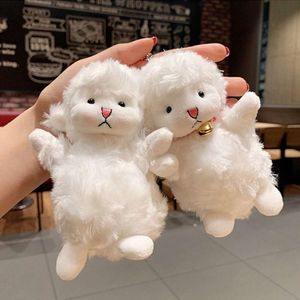 Mascottekostuums 14 cm Kawaii Schapen Pluche Pop Speelgoed Cartoon Dier Schapen Plushie Gevulde Sleutelhanger Tassen Hanger Decoratie Kinderen Kerstcadeau