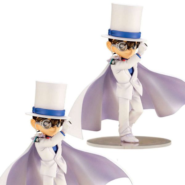 Costumes de mascotte 15cm, personnage de dessin animé Conan Edogawa, Cosplay Kaitou Kiddo, costume de magicien blanc assis avec pistolet, modèle de poupées, jouet cadeau en Pvc