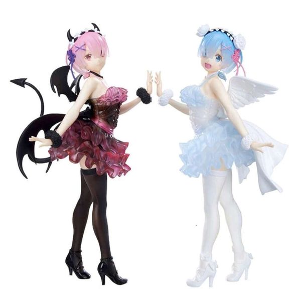 Disfraces de mascotas Figura de anime de 16 cm Rem Re: vida en un mundo diferente de Zero Kawaii Ángel blanco y negro Modelo Muñecas Juguete Caja de colección de regalo