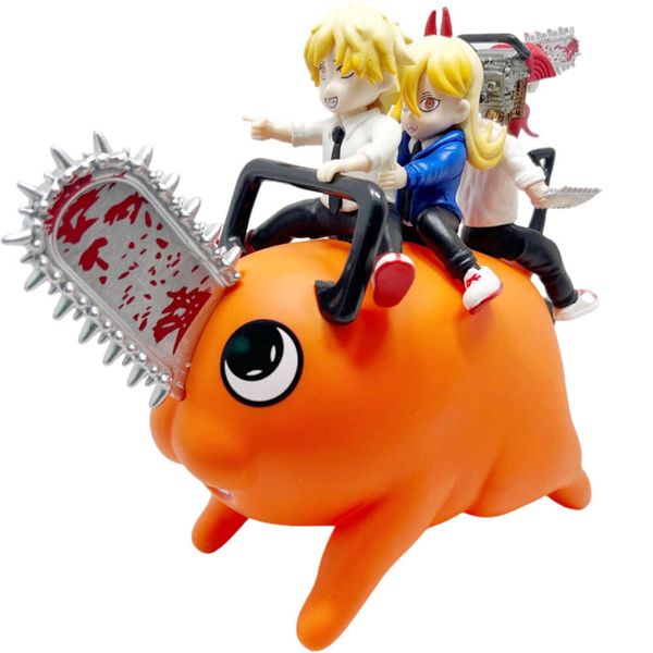 Costumes de mascotte 16 cm tronçonneuse homme Figure d'anime Pochita puissance Denji Q Version figurine d'action bouchon de nouilles tronçonneuse homme Figurine Collection jouets