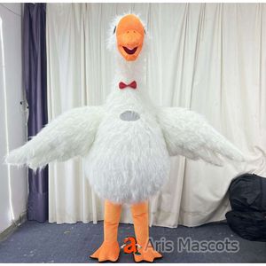 Costumes de mascotte 2.3m Iatable Costume de mascotte de cygne blanc Costume d'oie à fourrure adulte pour la scène de divertissement porter une robe d'animal complet du corps