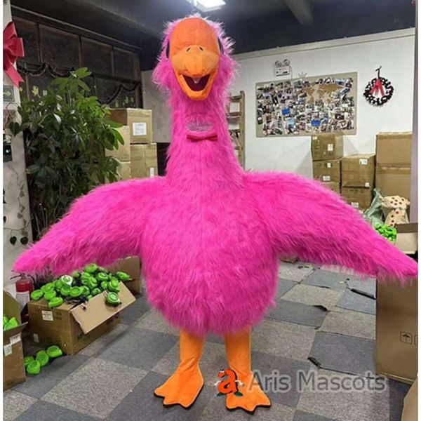 Costumes de mascotte 2,3 m Costume de mascotte de cygne rose Costume adulte Iatable Costume complet de personnage animal robe de divertissement tenue d'explosion d'oie