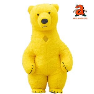 Costumes de mascotte 2,6 m énorme costume d'ours jaune iatable adulte costume de mascotte complet pour le marketing de divertissement tenue de marche portable