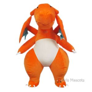 Mascottekostuums 2,6 m Real Life Oranje Dinosaurus Iatable Pak Volwassen Full Body Opblaasbaar Mascottekostuum Karakter Feest Stadium Slijtage Jurk