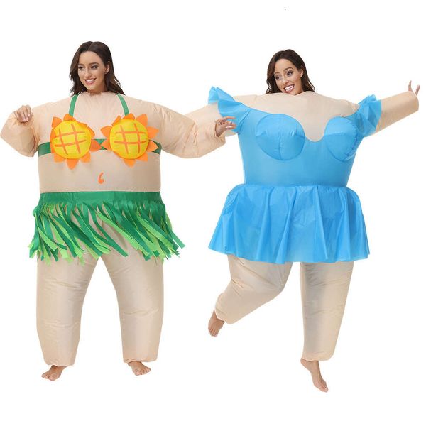 Disfraces de mascota 2023 Hawaii Night Carnival Suower Grass Falda Danza Azul Ballet Disfraz de Halloween Traje Iable