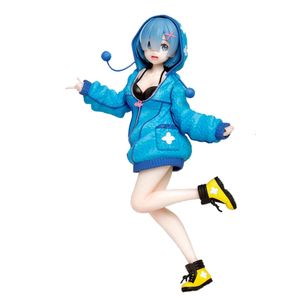 Mascottekostuums 21,5 cm Anime Figuur Rem Re:life in A Different World From Zero Blauw Pluche Hoodie Opstijgen Pose Model Poppen Speelgoed Pvc-materiaal