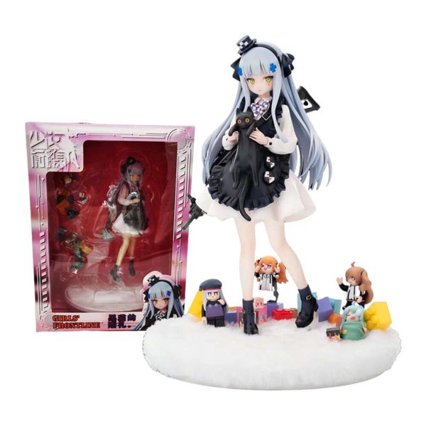 Disfraces de mascotas 21 cm Niñas Figura de anime de primera línea Hk416 Figuras de acción de regalo de gato negro Colección de PVC Modelo Muñeca Adornos clásicos Juguetes