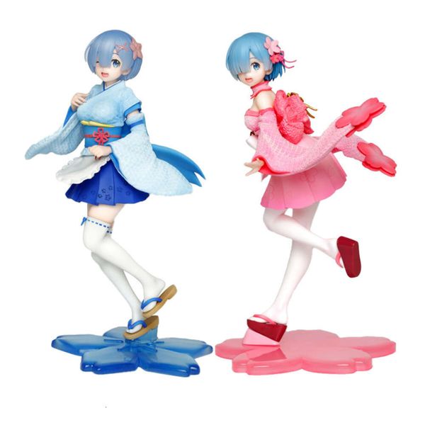 Costumes de mascotte 22 cm Figure d'anime Rem Re: la vie dans un monde différent de zéro Kimono jupe costume debout pose modèle poupée jouet cadeau boîte de collection