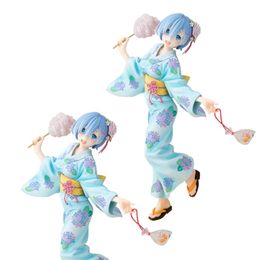 Costumes de mascotte 23 cm Figure d'anime Re: la vie dans un monde différent de zéro Rem bleu Yukata guimauve modèle poupées jouet cadeau recueillir du matériel en PVC
