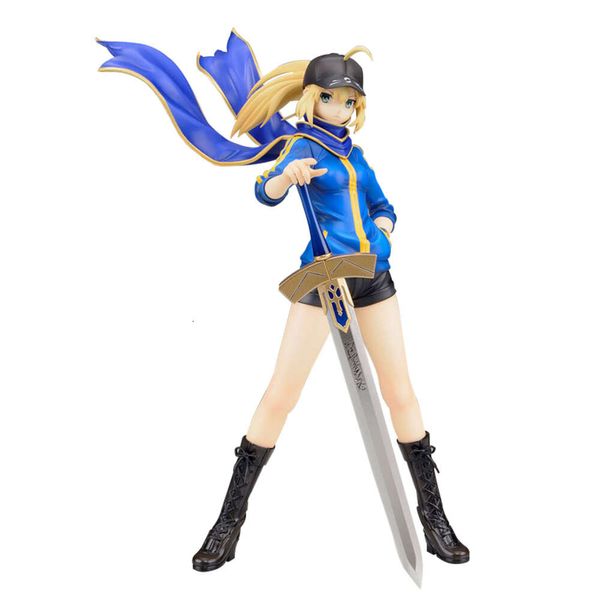 Disfraces de mascota 23 cm Anime Figura sexy Alter Saber Fate Stay Night Ropa deportiva azul Gorra Excalibur Pose de pie Modelo Muñecas Juguete Regalo Recoger