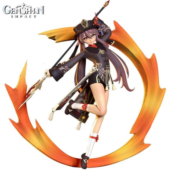 Costumes de mascotte 24 cm Figure d'anime Genshin Impact Flaming Hu Tao belle fille originale Pvc Action Hutao Figurine Collection modèle jouets cadeaux