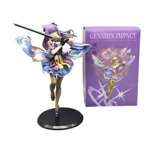 Costumes de mascotte 24 cm Genshin Impact Anime Figures Keqing Kawaii debout figurine d'action PVC Collection modèle poupée ornements jouets cadeaux d'anniversaire