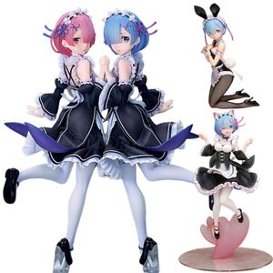 Disfraces de mascotas 25 cm Re: zero Starting Life in Another World Figura de anime Rem Ram Twins Figura de acción Rem/ram Figura de colección Modelo Muñeca de juguete