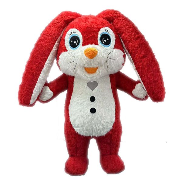 Disfraces de mascota Disfraz de conejo rojo adulto de 2 m/2,6 m para entretenimientos de Pascua, traje de mascota de conejito de piel de cuerpo completo, vestido divertido de animal transitable