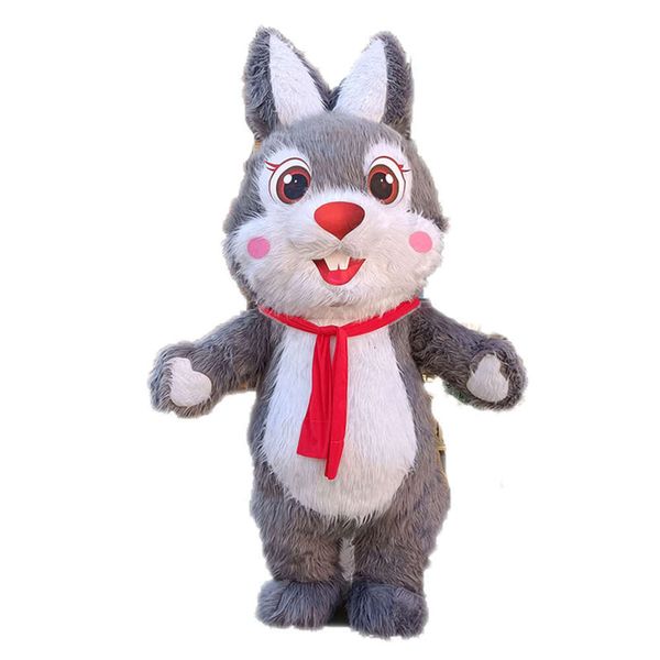 Costumes de mascotte 2m / 2.6m Costume de lapin mignon Iatable Costume de mascotte de lapin à fourrure adulte Costume de mascotte portable et robe de lièvre de marche pour les événements