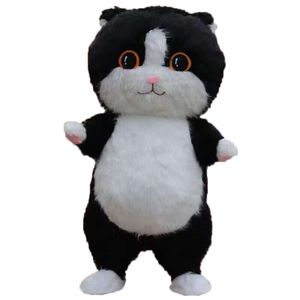 Mascottekostuums 2m / 2,6m Iatable Black Cat-kostuum Full Body Harig Opblaaspak Volwassen Wandelmascotte voor entertainment Stadium Fancy Dress Wear