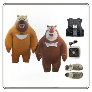 Mascottekostuums 2M/2.6M Iatable Bruin Kostuum Straat Grappige Rekwisieten Mascotte Pluche Pop Cartoon Beer Pak Kind's Favoriete Geschenken