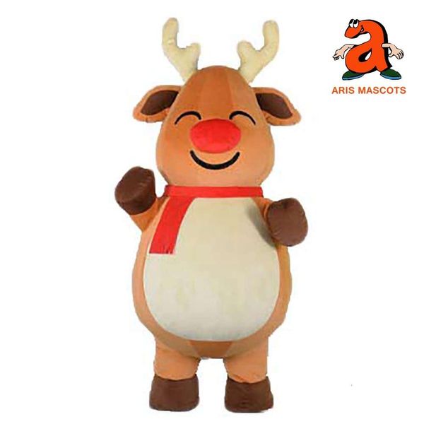 Disfraces de mascota 2 m/2,6 m disfraz de reno iable adulto cuerpo completo traje de mascota de felpa vestido de lujo volar alce prenda iataed Navidad