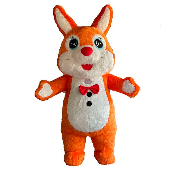 Disfraces de mascota Disfraz de mascota de conejo peludo naranja de 2 m/2,6 m, traje para caminar de cuerpo completo para adulto, traje inflable de conejito de Pascua para fiesta