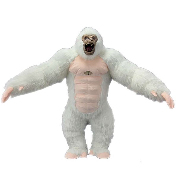 Disfraces de mascota Disfraz de gorila blanco de 2m/2,6 m, disfraz de adulto de cuerpo completo para caminar, vestido soplado, traje Kingkong para Halloween