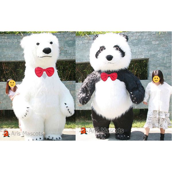 Costumes de mascotte 3m adulte énorme costume de panda Iatable ours polaire Blow Up costume portable Iated marche mascotte tenue scène porter robe drôle