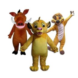 Costumes de mascotte 3 pièces Roi Lion Simba Pumma Timon Costume de mascotte adulte personnage de dessin animé tenue costume centre commercial campagne publicitaire