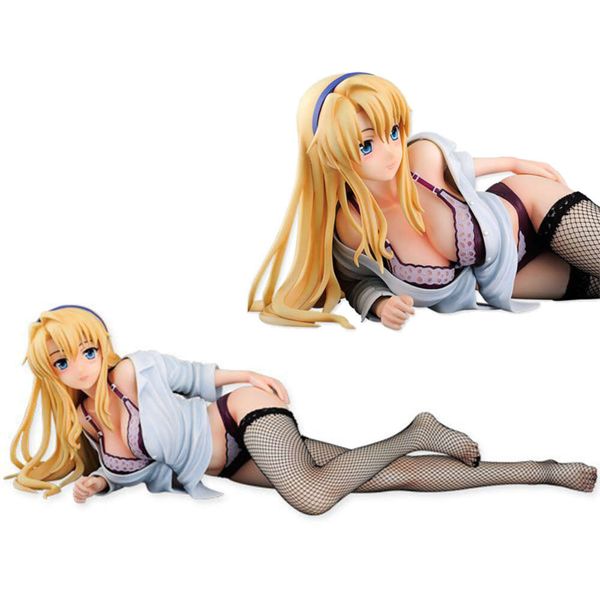 Disfraces de mascota 41 cm Figura de anime Elizabeth Lying Sexy Camisa blanca extraíble Calcetines de red negros Modelo Muñecas Juguete Regalo Recoger caja Adornos PVC