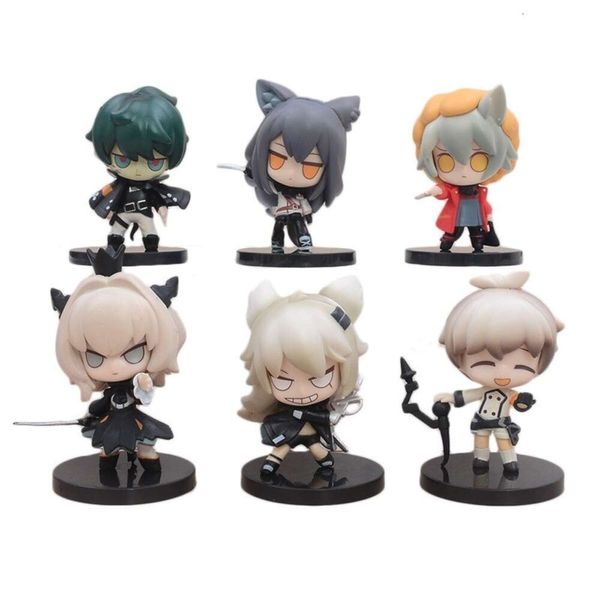 Disfraces de mascota 6 unids / 1 set Arknights Anime Figura Amiya 10 cm Q Versión Animación Juego Lindo Pvc Modelo Juguete Muñeca Embolsada Recoger Adornos Regalo