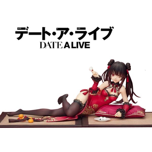 Disfraces de mascota 8 cm Figura de anime Tokisaki Kurumi Fecha japonesa A Live Sexy Cheongsam Acostado Modelo Muñeca Juguete Regalo Recoger adornos en caja PVC