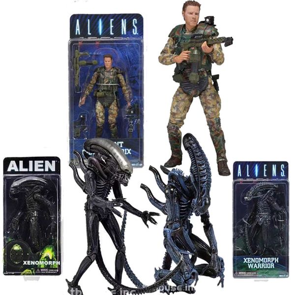 Costumes de mascotte Aliens Vs Predator Sergent Craig Windrix Xenomorph Warrior Pvc Action Figure Modèle Jouets Joint Mobile Poupée Décoration De Bureau