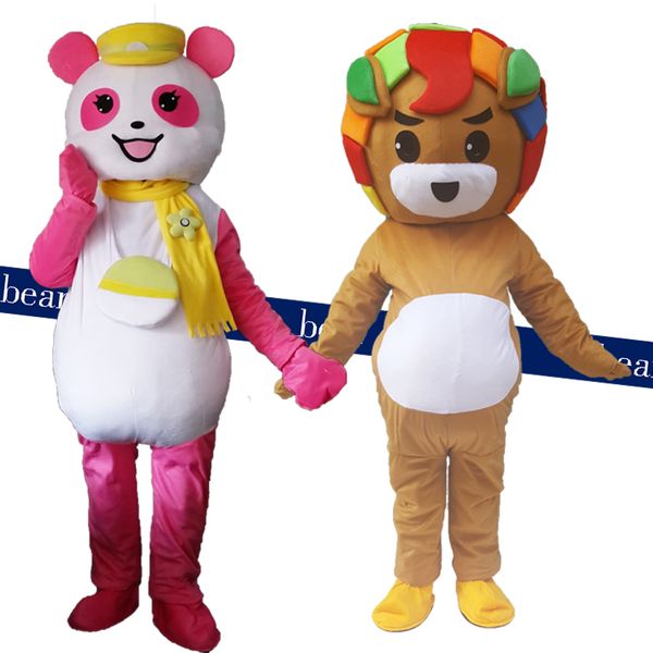 Costumes de mascottes Costume de mascotte Panda Bear Panda Apparence de dessin animé de l'ours mignon avec Knight Uniform Adult Fancy Thème de mascotte Carnival Costume