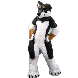 Costumi mascotte Bianco e nero Husky Dog Wolf FoxFursuite Mascot Furry Costume Dress Costume da performance per grandi eventi