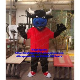 Disfraces de mascotas Negro Rojo Kerbau Búfalo Bisonte Buey Salvaje Toro Ganado Becerro Traje de mascota Personaje de dibujos animados Imagen Publicidad Parque de atracciones Zx1469