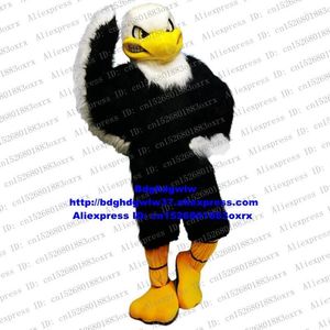 Costumes de mascotte Noir Blanc Longue Fourrure Eagle Hawk Tercel Tiercel Falcon Vulture Costume Personnage de dessin animé Bienvenue Dîner Marketing Z2752