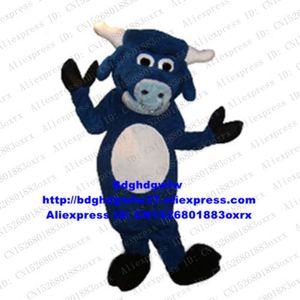 Disfraces de mascotas Búfalo azul Bisonte Buey Toro Vaca Ganado Becerro Disfraz de mascota Personaje de dibujos animados para adultos Conmemorar recuerdo Circularizar folleto Zx1595