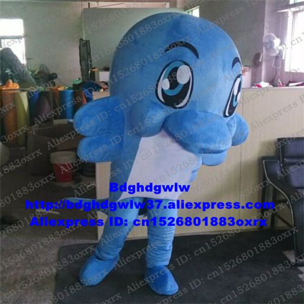 Disfraces de mascota Blue Dolphin Marsopa Delphinids Whale Mascot Costume Adult Cartoon Character Outfit Suit The Choicest Goods Gracias Will zx2