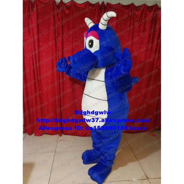 Costumes de mascotte Costume de mascotte de dragon bleu Loong Costume de personnage de dessin animé pour adulte Costume d'anniversaire Félicitations Performn ACTING Zx2943
