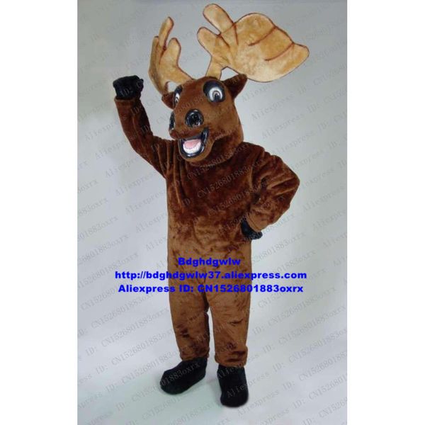 Costumes de mascotte Renne brun Orignal Elk Wapiti Caribou Alces Cerf Costume de mascotte Personnage de dessin animé Fête dure Dîner annuel Zx1547