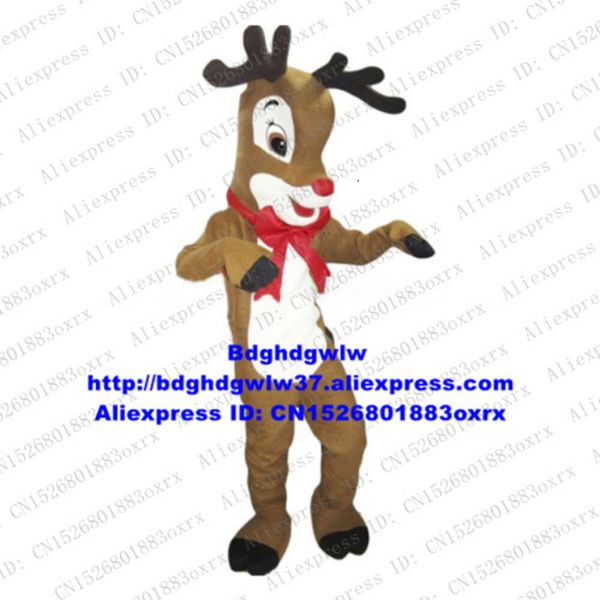 Costumes de mascotte Brun Rudolph le renne au nez rouge Charlie Milu Costume de mascotte de cerf personnage de dessin animé mignon adorable cérémonie de clôture Zx2138