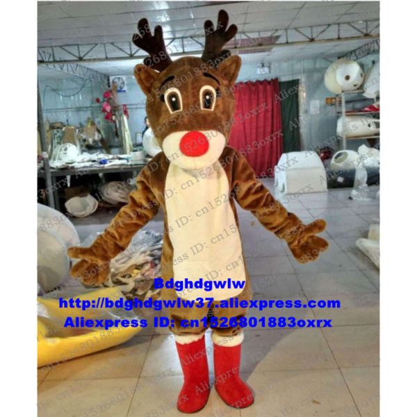 Disfraces de mascota Marrón Rudolph, el reno de nariz roja, Charlie Milu, disfraz de mascota de ciervo, ferias comerciales de dibujos animados para adultos, nuevo estilo, el más nuevo Zx2961