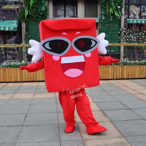Costumes de mascotte Costume de mascotte du nouvel an chinois Argent chanceux Hongbao Argent Enveloppe rouge Paquet Personnage de dessin animé Costume de mascotte Noël Out