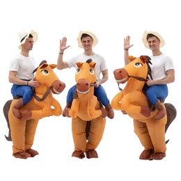 Mascottekostuums Cowboy rijpaard Iatable kostuum Halloween Carnaval Party Stage Show Maskerade Rijspel Competitie Speelgoedkleding