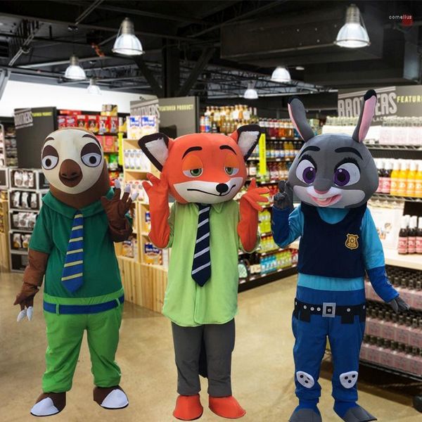 Disfraces de mascota Crazy City Animal Judy Hopp Rabbits y disfraz de Nick para el evento de fiesta de Halloween