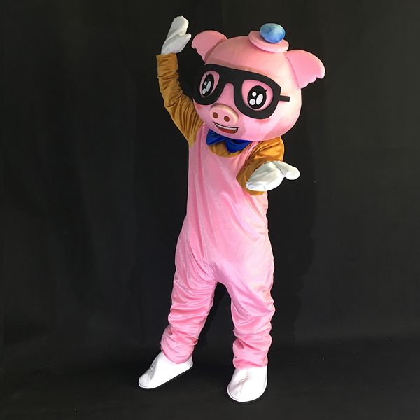 Disfraces de mascota Lindo adulto Pink Pig Mascot Costume Animal Cartoon Mascot Disfraces Traje de disfraces para Halloween Prty Carnival Events