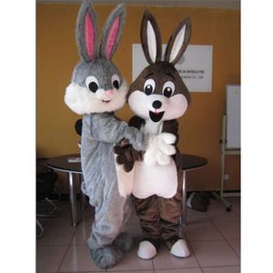 Costumes de mascotte mousse mignon 2 pièces les deux lapins dessin animé en peluche déguisement de noël Costume de mascotte d'halloween