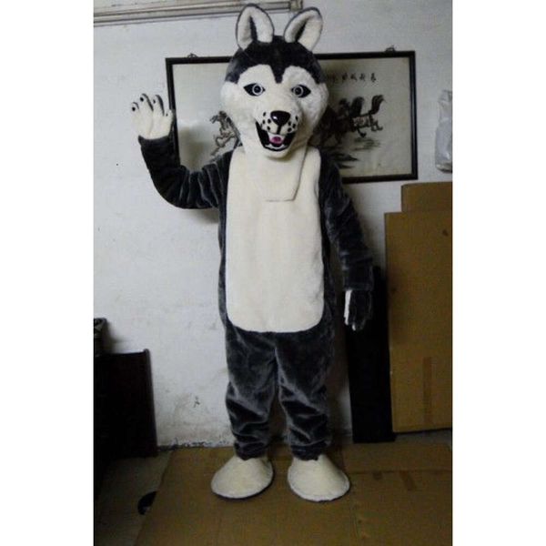 Costumes de mascotte mousse de loup gris mignon cartoon en peluche de Noël fantaisie Halloween Mascot Costume