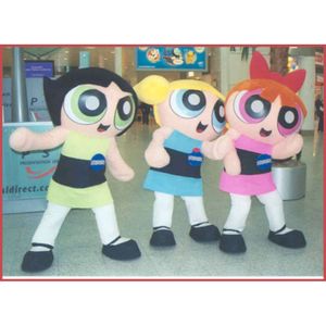 Costumes de mascotte mousse Powerpuff Girl Cartoon en peluche Charmure de Noël Halloween Mascot Costume