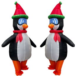 Disfraces de mascota Divertido espectáculo de pingüinos Disfraz de Iatable Navidad Halloween Carnaval Escenario Bar Fiesta Vestido creativo Accesorios para regalos de vacaciones