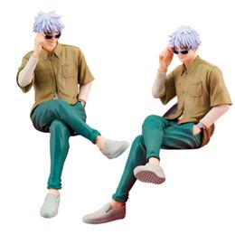 Mascottekostuums Echte 15 cm Figuur Anime Jujutsu Kaisen Gojo Satoru Zonnebril Zittend Geperst Noedels Model Poppen Speelgoed Cadeau Verzamelen Boxed Pvc