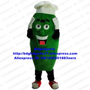 Groene Komkommer Cuke Cusumber Handdoek Kalebas Loofah Luffa Meloen Mascotte Kostuum Stripfiguur Neem Groepsfoto Speel Games Zx652